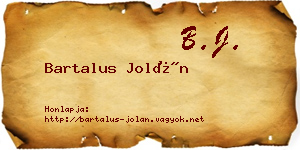 Bartalus Jolán névjegykártya